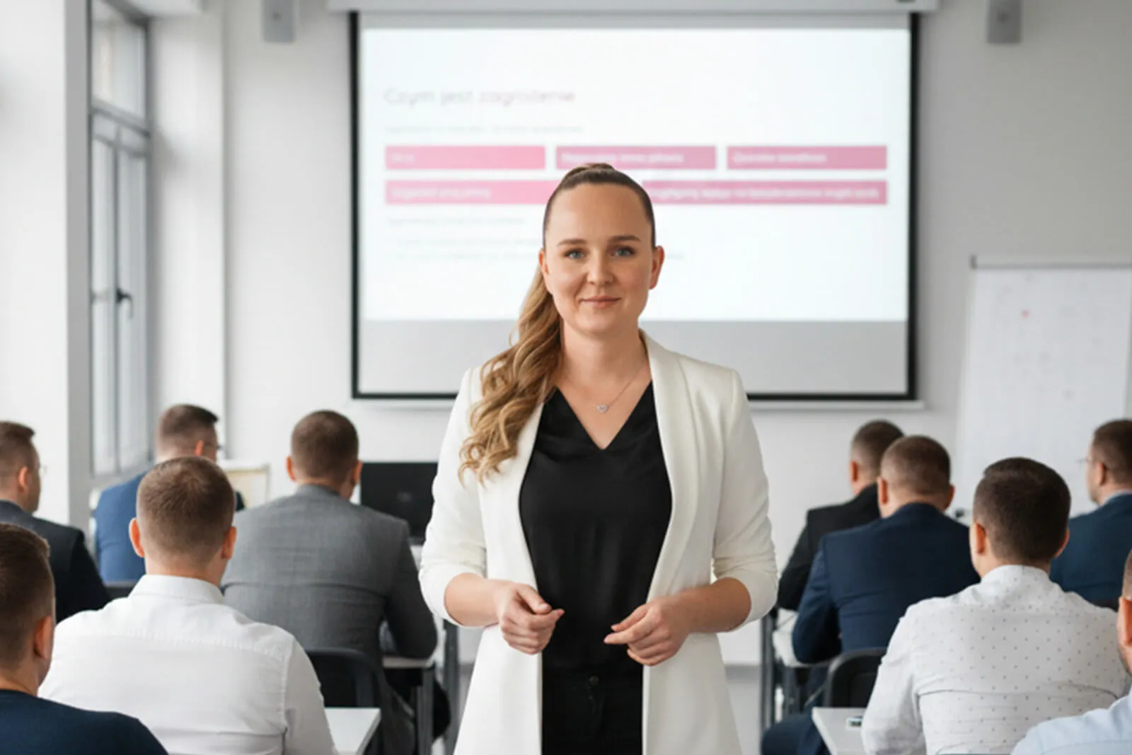 Dorota Szczygłowska podczas szkolenia BHP dla pracowników